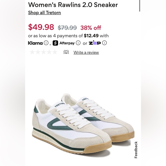 Tretorn Cream/Dark Green Shoes - Picture 8 of 8